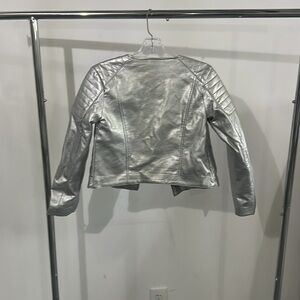 A silver metallic jacket size small for girls